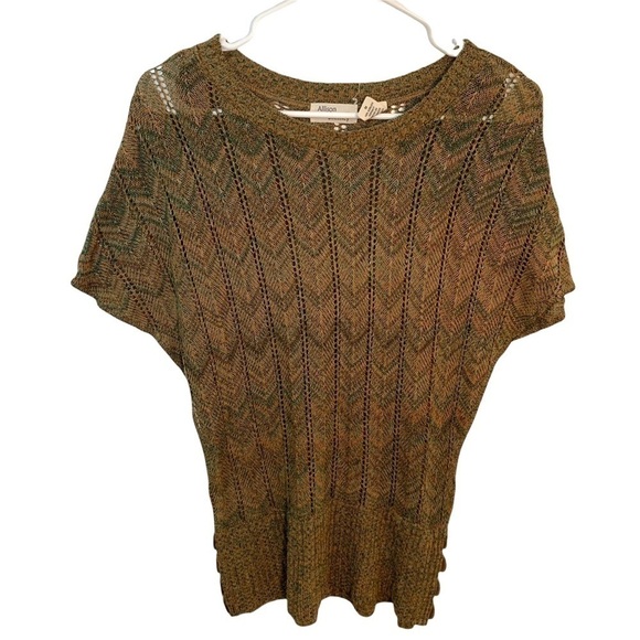 Allison Brittney Short Dolman Sleeve Sweater Green - Picture 1 of 9